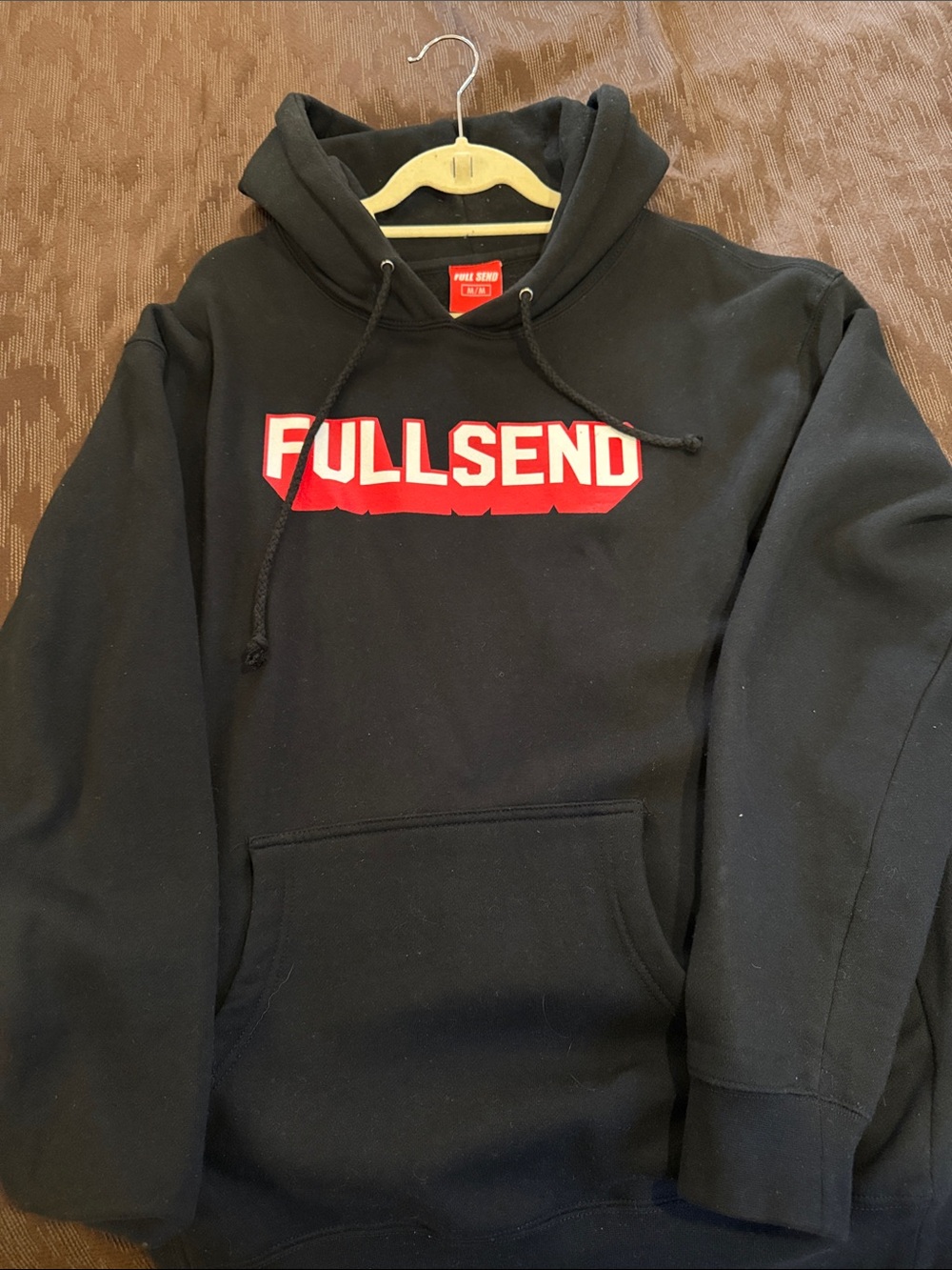 Men's Full Send Black Hoodie with Red Logo